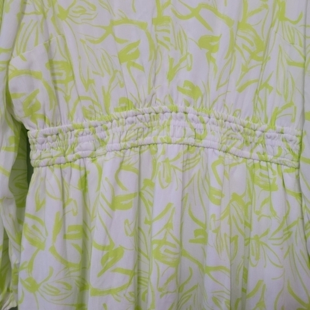 Torrid Mini Wash Gauze Wide‎ Waist Skater Dress Size 1X Floral Yellow Green Lime - Picture 9 of 16